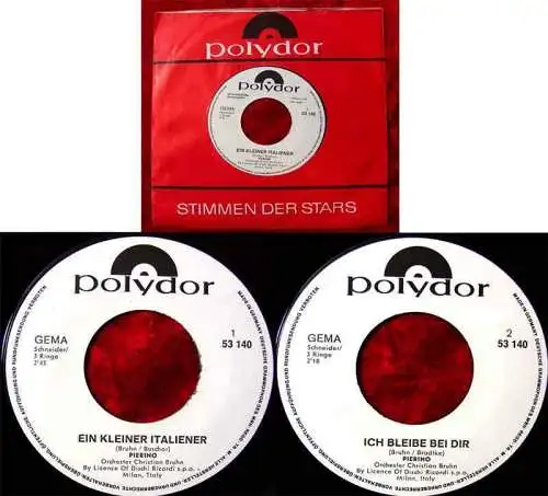 Single Pierino: Ein kleiner Italiener (Polydor 53 140 D 1969 Promo