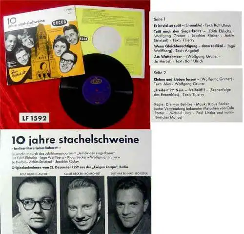 25cm LP Stachelschweine  10 Jahre Stachelschweine