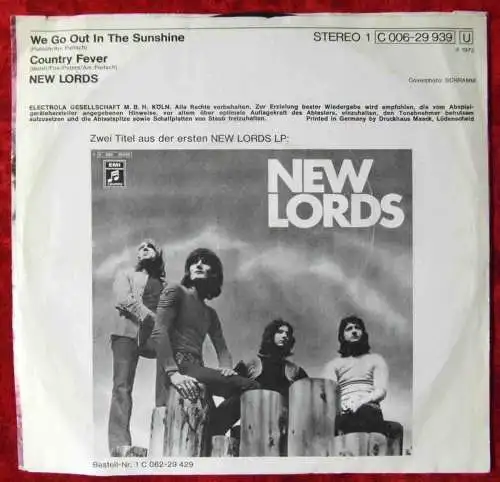 Single New Lords: We Go Out In The Sunshine (Columbia 1C 006-29 939) D 1972