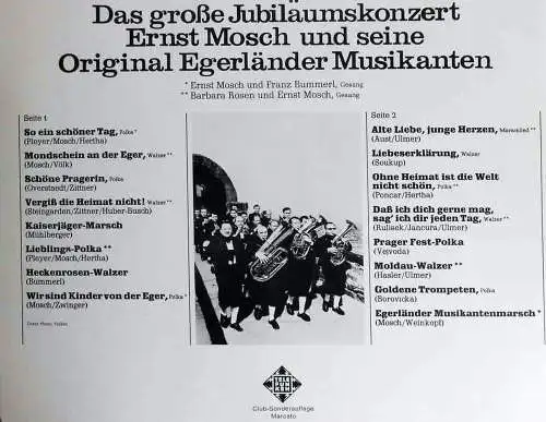 LP Ernst Mosch & Original Egerländer: Das große Jubiläumskonzert (Telefunken) D