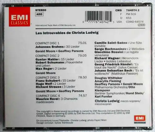 3CD Box Christa Ludwig: Les Introuvables de Christa Ludwig (EMI) 1991