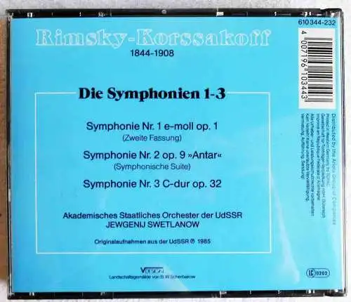 2CD Box Rimsky Korsakoff Symphonien 1- 3 (Melodia Eurodisc)