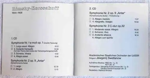 2CD Box Rimsky Korsakoff Symphonien 1- 3 (Melodia Eurodisc)