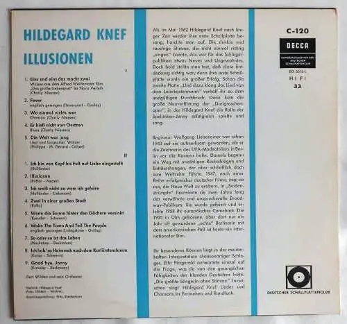 25cm LP Hildegard Knef: Illusionen (Decca Deutscher Schallplattenclub C-120) D