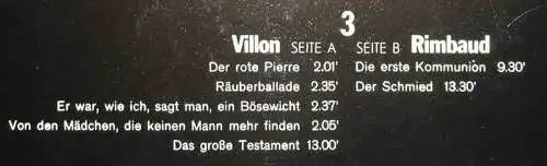 LP Klaus Kinski spricht Villon & Rimbaud 3 (2001 Amadeo 49.007) D 1977