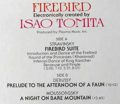 LP Tomita: Firebird (RCA ARL1-1312) US 1976