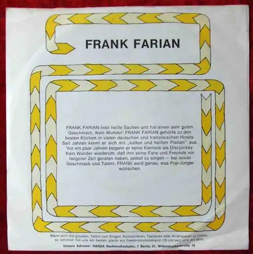 Single Frank Farian: Morgens Mittags Abends - Barbara (Hansa 10 139 AT) D