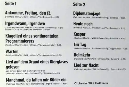 LP Reinhard Mey: Ankomme Freitag den 13. (Intercord 969-08 U) D