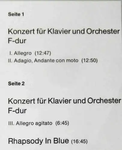 LP Gershwin Konzert f. Klavier & Orchester F-Dur / Rhapsody In Blue / Popescu