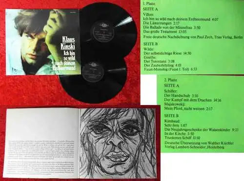 2LP Klaus Kinski: Ich bin so wild nach deinem Erdbeermund (Atom DALP 2/3902) D