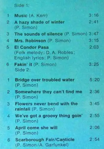 LP Anita Kerr Singers: Simon & Garfunkel Songbook (Philips 6303 005) UK 1970