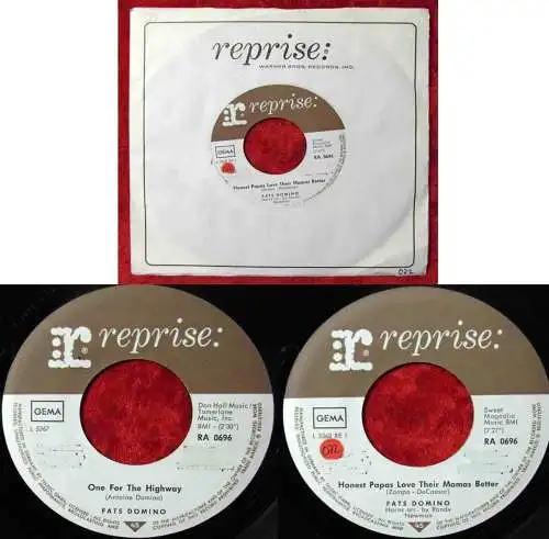 Single Fats Domino: One For The Highway / Honest Papas... (Reprise RA 0696)Promo