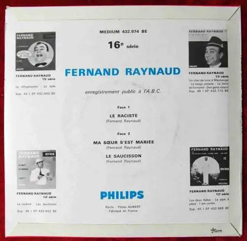 EP Fernand Raynaud: La Raciste + 2 (Philips 422 974 BE) F