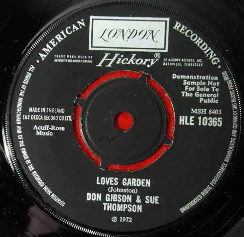 Single Don Gibson & Sue Thompson. Did you ever think (London HLE 10365) UK 1972