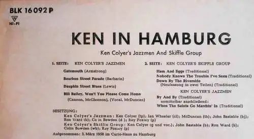 LP Ken Colyer´s Jazzmen & Skiffle Group: Ken in Hamburg (Decca BLK 16 092 P) D