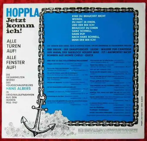 LP Hans Albers: Hoppla. jetzt komm ich! (Odeon O 83 321) D