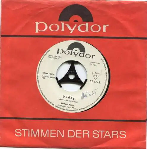 Single Barbara Rosen: Daddy (Polydor 52 479) D 1965 Promo