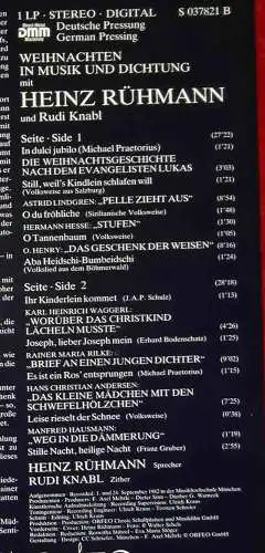 LP Heinz Rühmann: Weihnachten mit Heinz Rühmann (Orfeo S 037821 B) D 1982