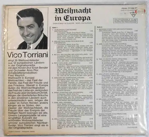LP Vico Torriani: Weihnacht in Europa (Philips Freundin 111 552 PY) D 1966