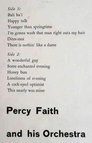 LP Percy Faith: Plays Music From South Pacific (Philips HiFi Stereo 840 004 BY) 