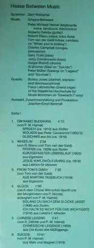 LP Hesse Between Music - mit Gert Westphal (Wergo SM 1015) D 1977