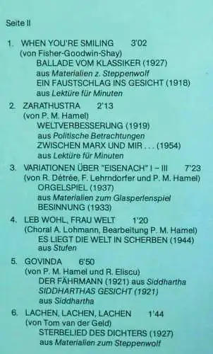 LP Hesse Between Music - mit Gert Westphal (Wergo SM 1015) D 1977