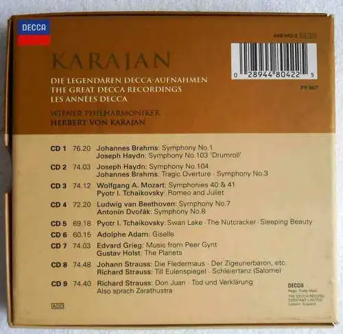 9CD Set Herbert von Karajan: Die legendären Decca Aufnahmen (Decca) 