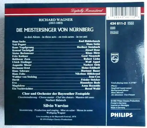 4CD Box Richard Wagner Edition:Meistersinger von Nürnberg (Philips) 1992