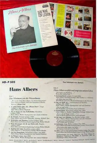 LP Hans Albers: Das war ein Leben (Decca HD-P 505) D 1960 Interviews & Musik