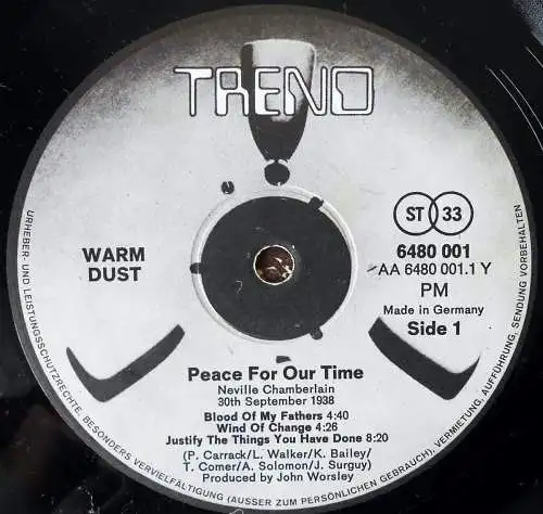 LP Warm Dust: Peace (Trend 6480 001) D 1971