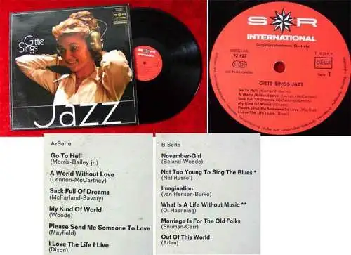 LP Gitte Sings Jazz (SR International HiFi 92 627 Stereo) D 1970