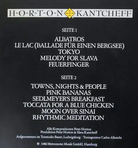 LP Peter Horton & Slava Kantcheff: Albatros -Klingende Geschichten (Metronome)