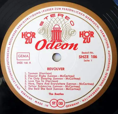 LP Beatles: Revolver (Hör Zu Odeon SHZE 186) Stereo D 1966