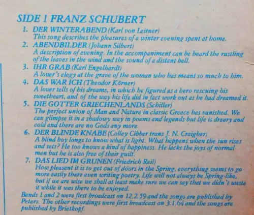 LP Peter Pears & Benjamin Britten: Songs by Schubert & Wolf (BBC ZCF 410) UK 86