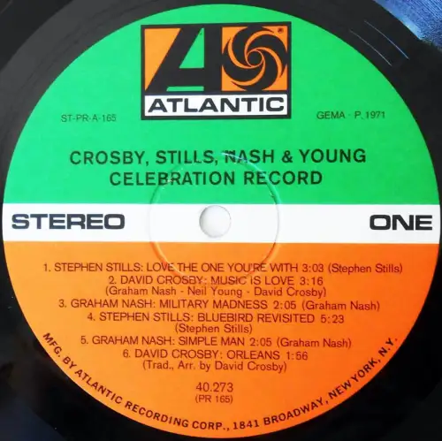 LP Crosby, Stills, Nash & Young: Celebration Record (Atlantic 61 621) Clubaufl.