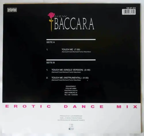 Maxi New Baccara: Touch Me (Erotic Dance Mix) (Bellaphon 120-07 313) D 1989