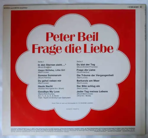 LP Peter Beil: Frage die Liebe (Columbia 1C 062-28 891) D