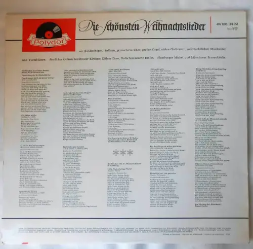 LP Die schönsten Weihnachtslieder (Polydor 407 008 LPHM) D 1963