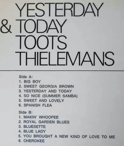 LP Toots Thielemans: Yesterday & Today (Command 299 020) D