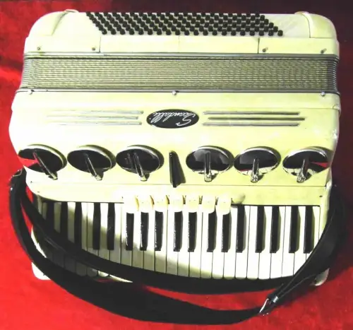 Akkordeon Scandalli Brevetto Sax Klappen 120 Bässe perlmutt im Koffer