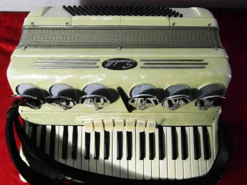 Akkordeon Scandalli Brevetto Sax Klappen 120 Bässe perlmutt im Koffer