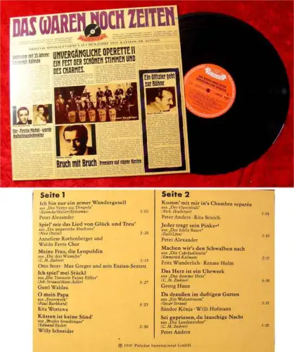 LP Das waren noch Zeiten 1949 Unvergängliche Operette