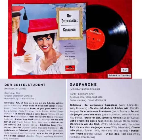 LP Der Bettelstudent / Gasparone (Polydor Stereo 237 181) D 1967