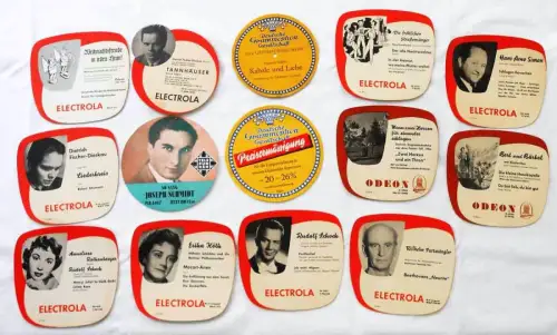 14 x Schallplatten Werbung 50er Jahre EMI / DGG (Pappschilder)