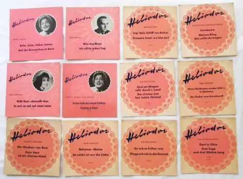 17 x Schallplatten Werbung 50er Jahre Heliodor (Pappschilder)