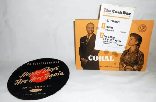 2 x Schallplattenwerbung Coral & London der 1950er Jahre