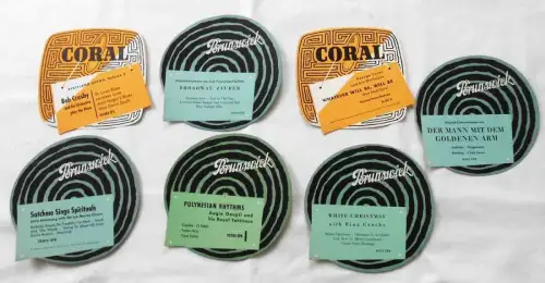 7 x Coral & Brunswick Schallplattenwerbung (Pappschilder) u.a. White Christmas