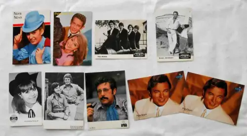 9 Autogrammkarten (Schlager & Pop der meist 1960er Jahre)