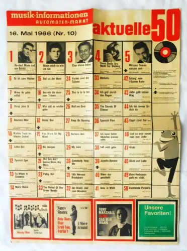 Automaten Markt Poster Die aktuellen 50 - 16. Mai 1966 - Freddy Quinn...