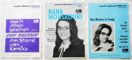 3 Hefte "Auf einen Blick" Philips Fontana - Nana Mouskouri - 1960er Jahre